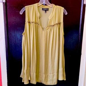 XL olive green, long armless blouse
